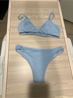 Light Blue Women's Bikini Set - Soft Triangle Top & Cheeky Bottom